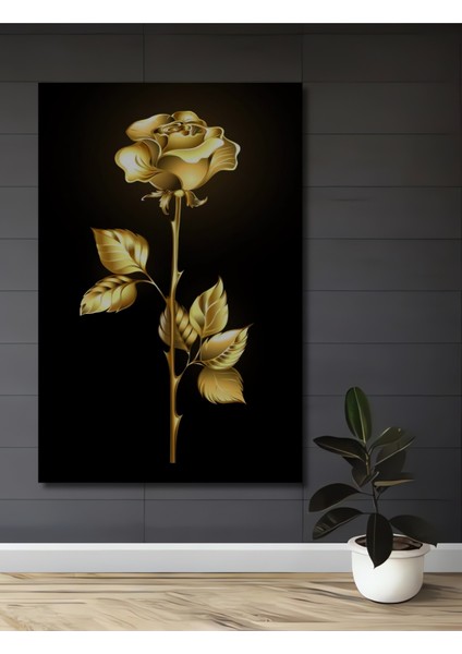 Altın Gül Efektli Dekoratif Ahşap Tablo Dikdörtgen Tablo
