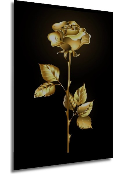 Altın Gül Efektli Dekoratif Ahşap Tablo Dikdörtgen Tablo