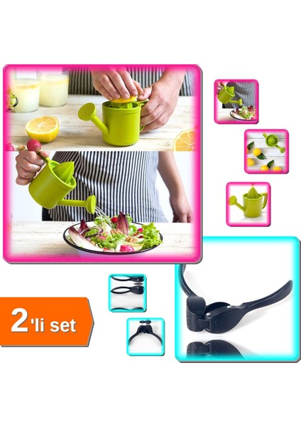 Bahçıvan Limon Sıkacağı + Sarımsak Ezici - 2li Set ABC123