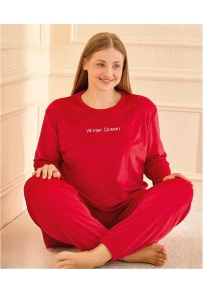 Kadın Kışlık Bisiklet Yaka Kadife Battal Pijama Takımı 132214K - 1 Adet