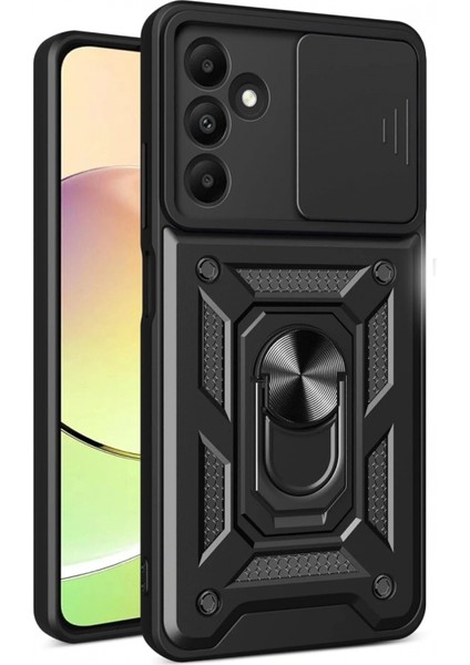 Samsung Galaxy M15 Kılıf Pars Lens Yüzüklü Silikon - Siyah (K95)