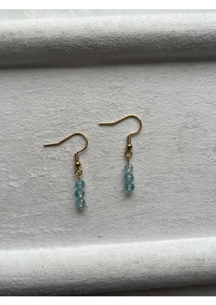Minimal Topaz Taşı Altın Kaplama Küpe El Yapımı