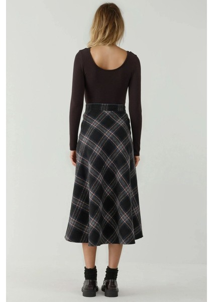 Kadın A-Form Kalın Midi Etek Oxford Mavisi indirimleri