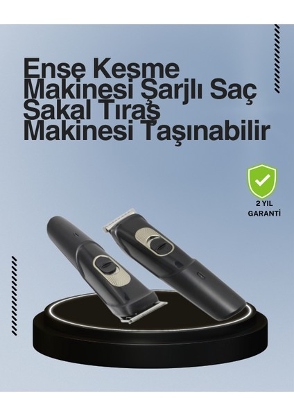 Kablosuz, Paslanmaz Çelik Bıçaklı Profesyonel Saç ve Sakal Tıraş Makinesi – Sessiz, Güçl�