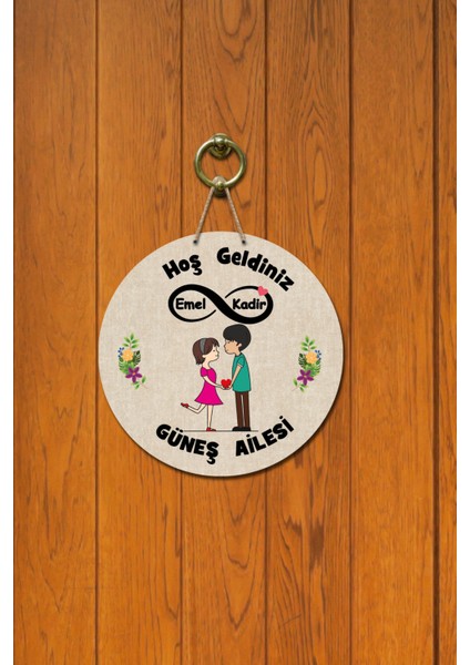 Kapı Süsü Hoş Geldiniz Güneş Ailesi Ahşap Baskı Kişiye Özel Tasarım fiyatları