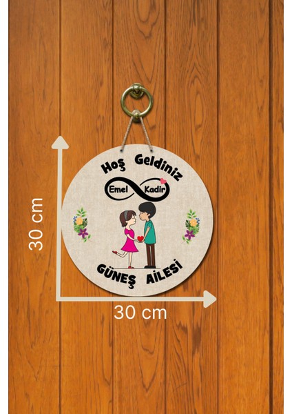 Kapı Süsü Hoş Geldiniz Güneş Ailesi Ahşap Baskı Kişiye Özel Tasarım fırsatları