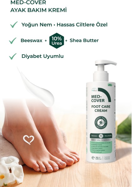 Med-Cover Ayak Bakım Kremi x 2 Adet– Uyumlu & Hassas Ciltlere Özel (%10 Üre, Shea Butter, Beeswax fiyatları
