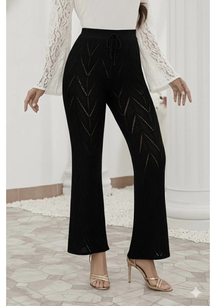 Mdb Kadın Yüksek Bel Bağcıklı Desenli Trikopantolon