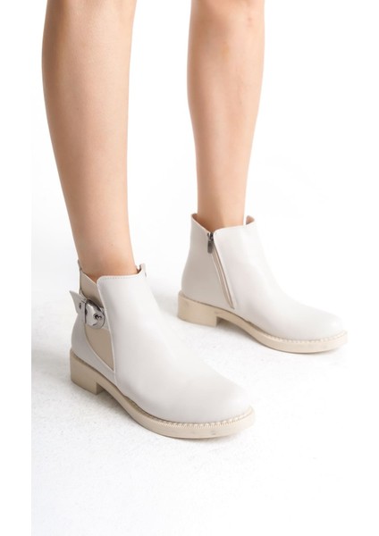 Gabrıella Fermuarlı Ortopedik Taban Suya ve Soğuğa Dayanıklı Topuklu Cilt Kadın Bot Kt Krem fiyatları