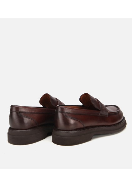 02AYH313910A480 ERKEK Deri Kahverengi Dikiş Detaylı Kalın Tabanlı Klasik Loafer fırsatları
