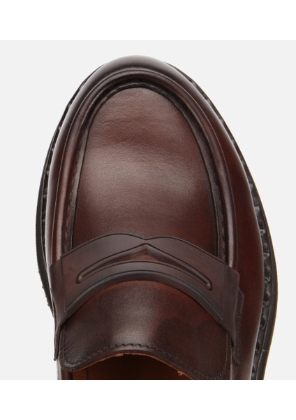 02AYH313910A480 ERKEK Deri Kahverengi Dikiş Detaylı Kalın Tabanlı Klasik Loafer indirimleri