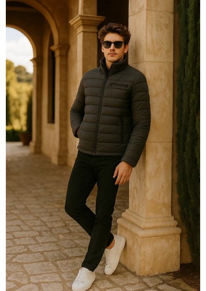 Erkek Comfort Dik Yaka Günlük Kışlık Füme Şişme Mont modelleri
