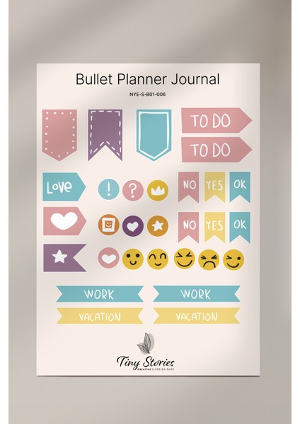 Bullet Journal Sticker Seti - 6 Sayfa / Ajanda, Scrapbook, Journal modelleri
