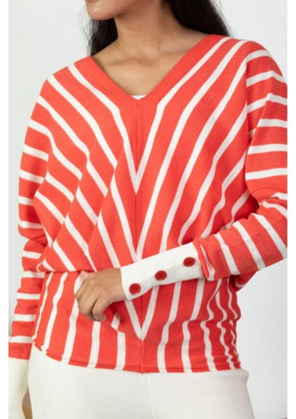 Kadın Çizgili V Yaka Triko Tunik Standart Beden 21004 fiyatları