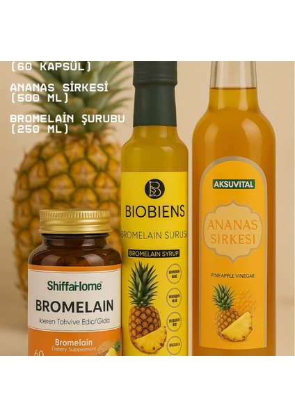 Detoks Seti (Bromelain Kapsül + Ananas Sirkesi + Bromelain Şurubu)