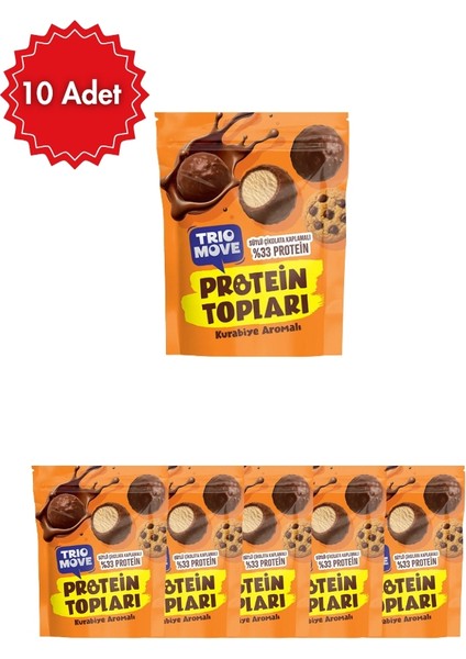 Kurabiye Aromalı Protein Topları, Çikolata Kaplı, 10 Adet (10'lu Kutu)