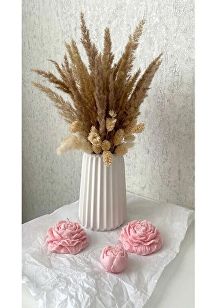 Bohem Tarz Büyük Boy Vazo, Iskandinav Tarz Oluklu Şerit Beyaz Dekoratif Vazo, Çizgili Vazo modelleri