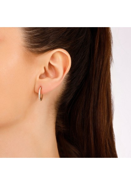 Taşlı Altın Halka Küpe - 14K modelleri