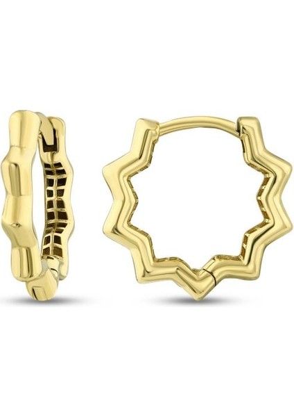 Zikzak Altın Halka Küpe - 14K