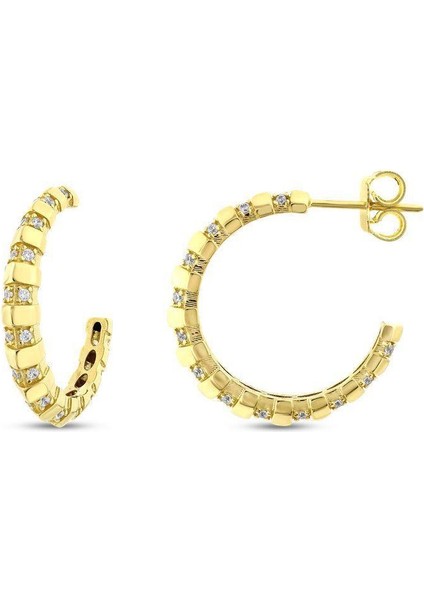 Altın Tasarım Halka Küpe - 14K