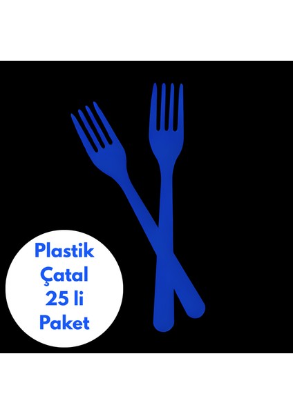 Lacivert Renkli Plastik Çatal 25 Li Paket