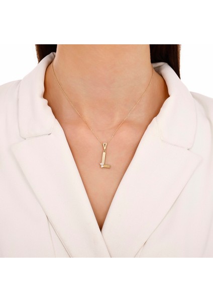 Altın L Harf Kolye Ucu - 14K modelleri