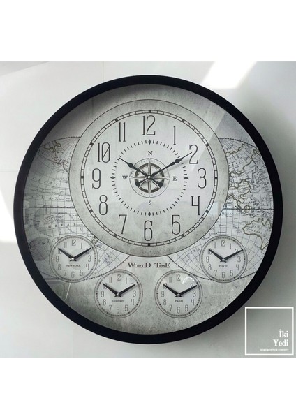 Anemol 80 cm Dünya Haritası Temalı Duvar Saati | Modern Ofis ve Salon Için Dekoratif Büyük Saat