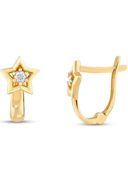 Yıldız Figürlü Altın Çocuk Küpe - 14K