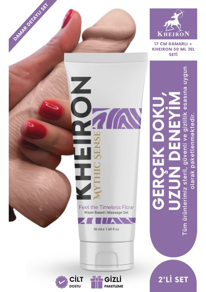 50 ml Kayganlaştırıcı Jel + 17 cm Damar Detaylı Model – Gerçek Doku, Uzun Deneyim Seti