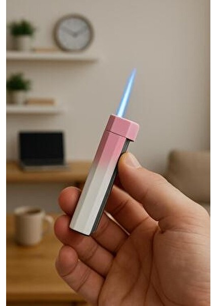 Şık Tasarımlı Metalik Gövde Yandan Basmalı Pürmüzlü Lüks Çakmak – Ayarlanabilir Güçlü Alev