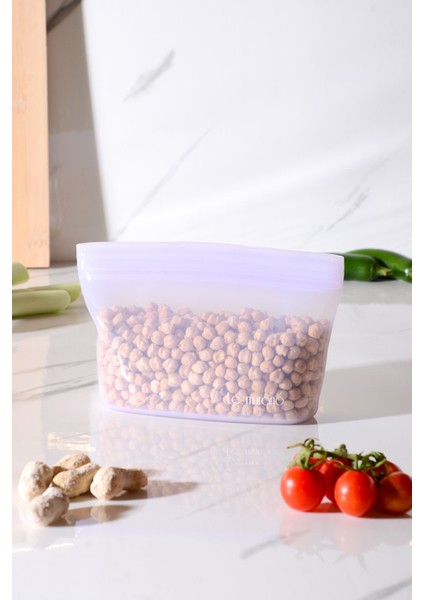 Lush Hava Sızdırmaz Kilitli Silikon Saklama Torbası 500 ml | Mor