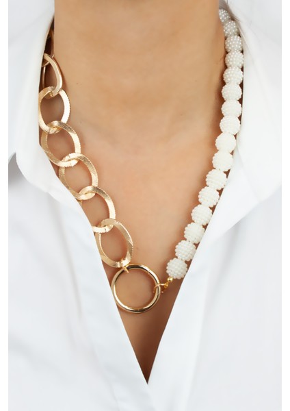 Kalın Zincir Dokulu Inci Kolye fiyatları