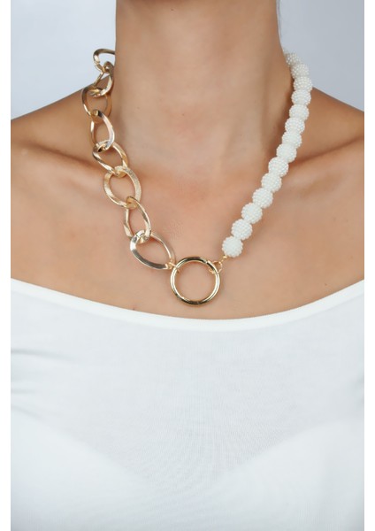 Kalın Zincir Dokulu Inci Kolye modelleri