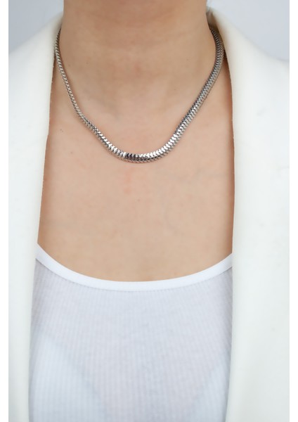 Ezme Zincir Gümüş Renk Kolye