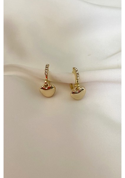 Zirkon Taşlı Gold Kalp Detay Küpe fiyatları