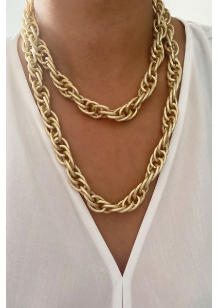 Işıltılı Zincir Çift Sıralı Kolye