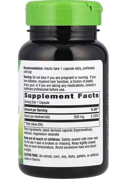 Nature's Way Niacinamide Non-Flushing 500 Mg 100 Capsules fiyatları