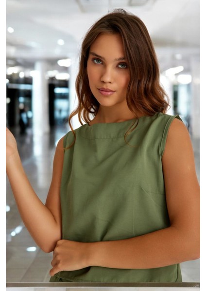 Yazlık Kolsuz Alt Üst Keten Takım