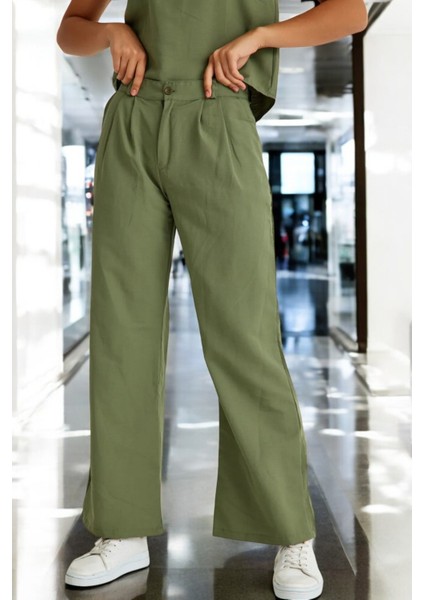 Yazlık Kolsuz Alt Üst Keten Takım