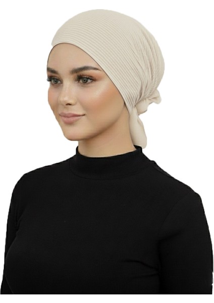 Lüks Plise Bej Arkası Şifon Çiçek Detaylı Hazır Türban Tesettür Bone fiyatları