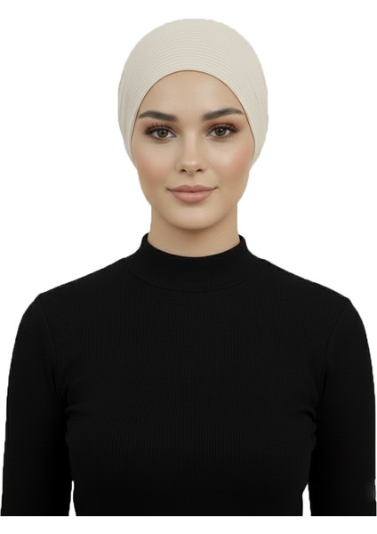 Lüks Plise Bej Arkası Şifon Çiçek Detaylı Hazır Türban Tesettür Bone fırsatları