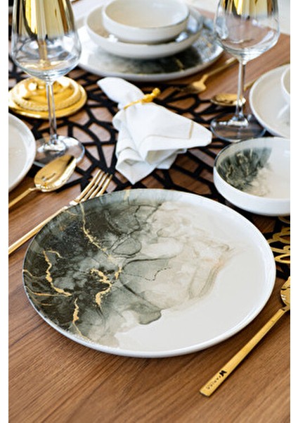 Mermer 18 Parça 6 Kişilik Yemek Takımı