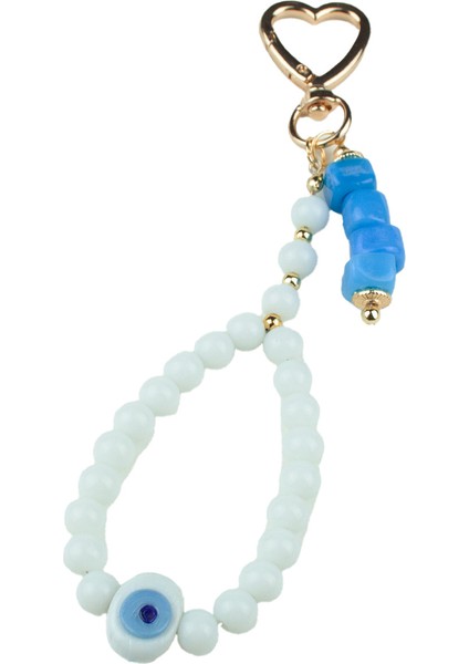 El Yapımı Cam Nazar Boncuklu Opal Anahtarlık