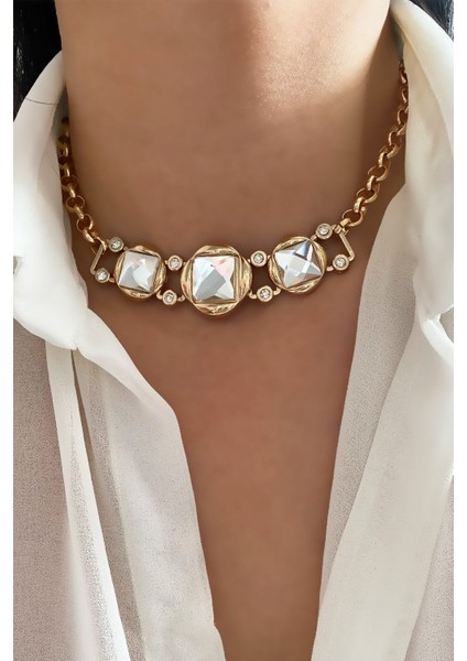 Taşlı Gold Choker Kolye fiyatları