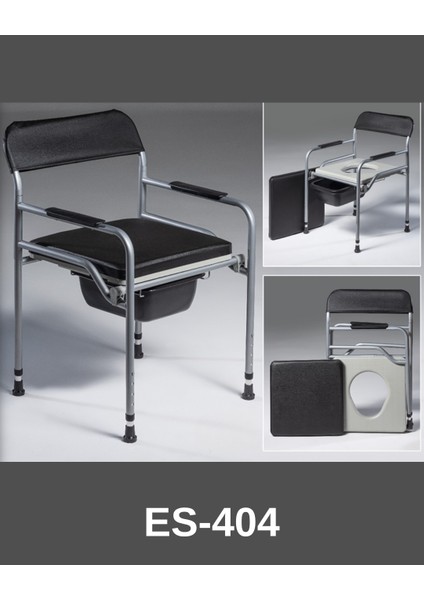 Seyyar Katlanabilir Hasta Yaşlı Tuvalet Sandalyesi Klozetli Wc Li Oturak Döşemeli Koy Dayamalı