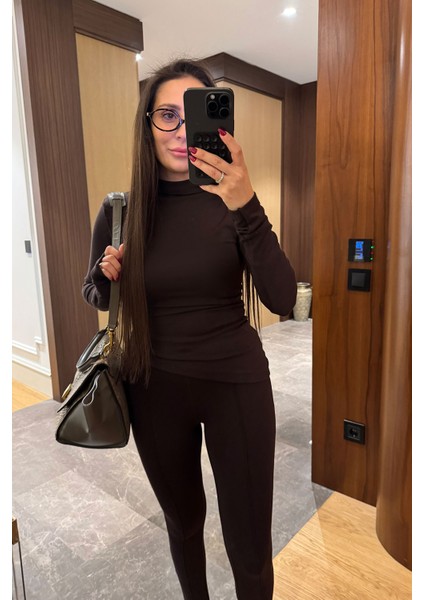 Yandan Büzgülü Tasarım Bluz- Kahverengi