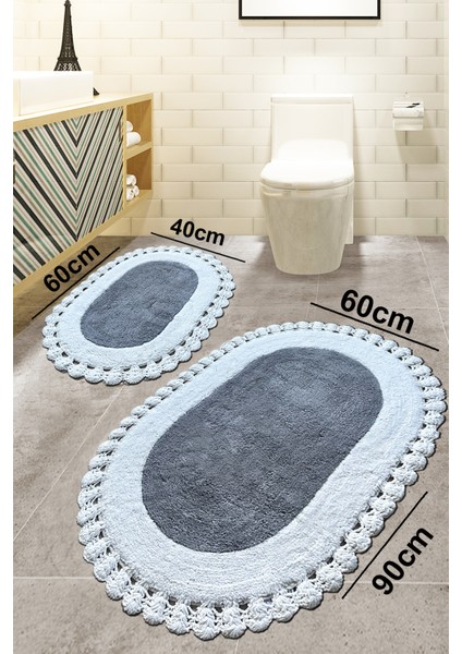 Elexus Gri %100 Pamuklu 2li Banyo Paspas Seti fiyatları