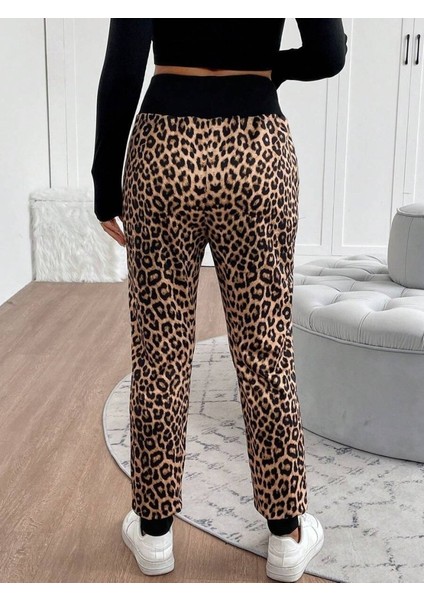 Kadın Yüksek Bel Bağcıklı Desenli Iki Iplik Pantolon