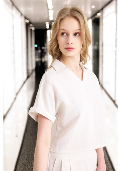 Yazlık V Yaka Şık Keten Takım