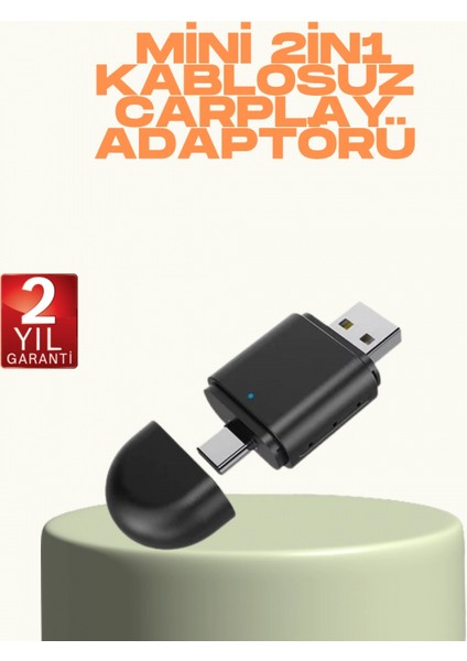 Kablosuz Carplay ve Android Auto Adaptörü – Usb-A & Type-C Girişli Akıllı Dönüştürücü